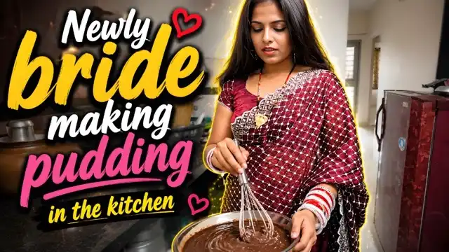Newly bride making pudding in the kitchen Uncut Short Film